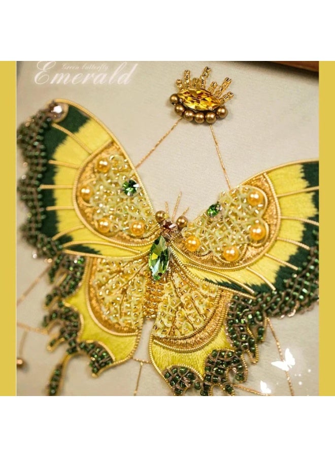 Bukela Embroidery Kit for Adults, Butterfly Embroidery Kit for Beginners Include Embroidery Beads Threads for Craft Lover Hand Stitch with Embroidery Skill Technique (Green - Easy) - Image 2